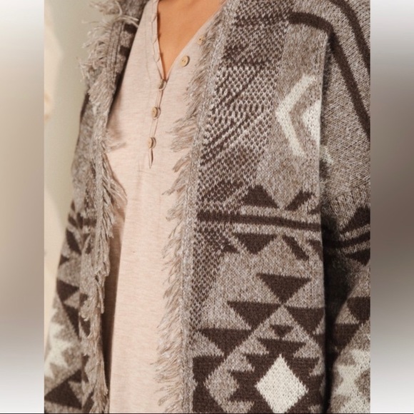 New Aztec Tribal Boho Western Ski Montana Cardigan Sweater Southwest Coat - Picture 5 of 7